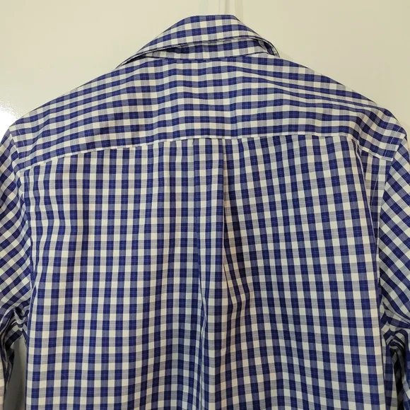 Banana Republic classic fit button down plaid shirt blue and white size small - Picture 5 of 7
